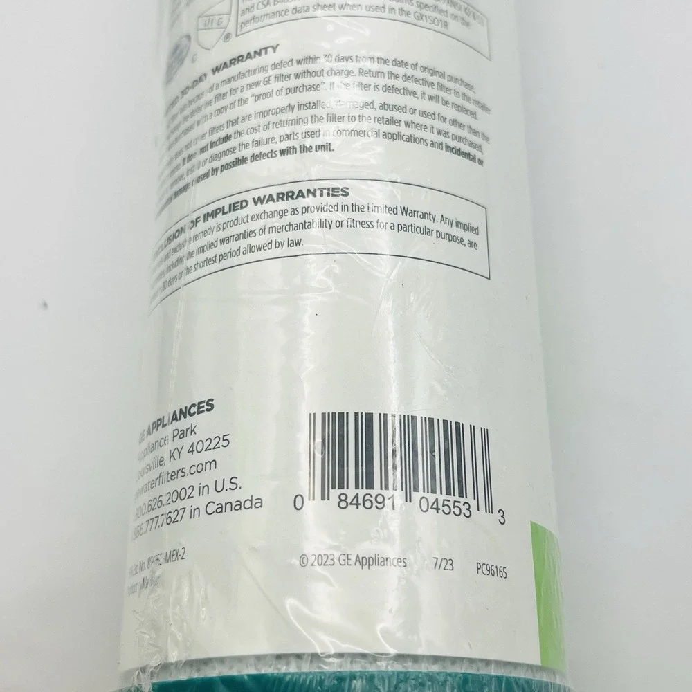 GE FXUVC Under Sink Replacement Water Filter for GX1S01R Lead & Cyst Reduction